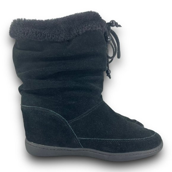 Skechers SKCH Plus 3 Pyramids Boots 48034 Suede Hidden Wedge Lined Black Women 9 - Picture 3 of 9